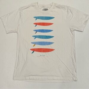 Reef White T-Shirt with Surfboard Design Life’s Short Go Surf Large
